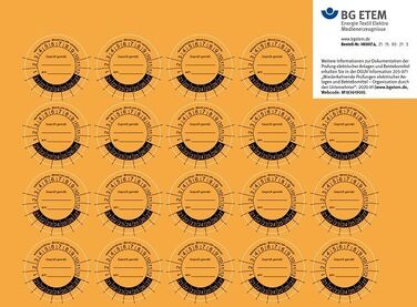 Prüfplakette Geprüft von ... Ø 32 mm (Bogen à 19 Stück) - Orange