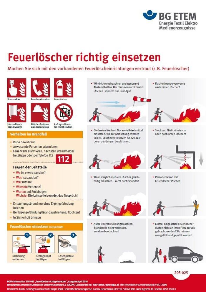 DGUV Information 205-025: Feuerlöscher richtig einsetzen