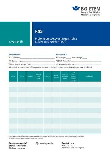 Prüfergebnisse "wassergemischte Kühlschmierstoffe" (KSS) Prüfergebnisse "wassergemischte Kühlschmierstoffe" (KSS)