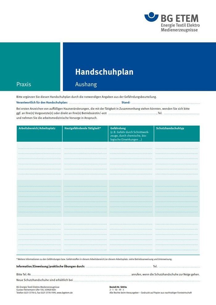 Handschuhplan
